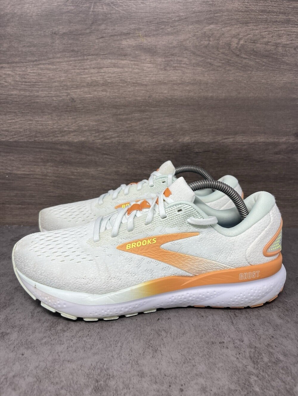 Brooks Ghost 16 Size 9.5 Womens Green Orange Running Shoes Cushioned Trainer